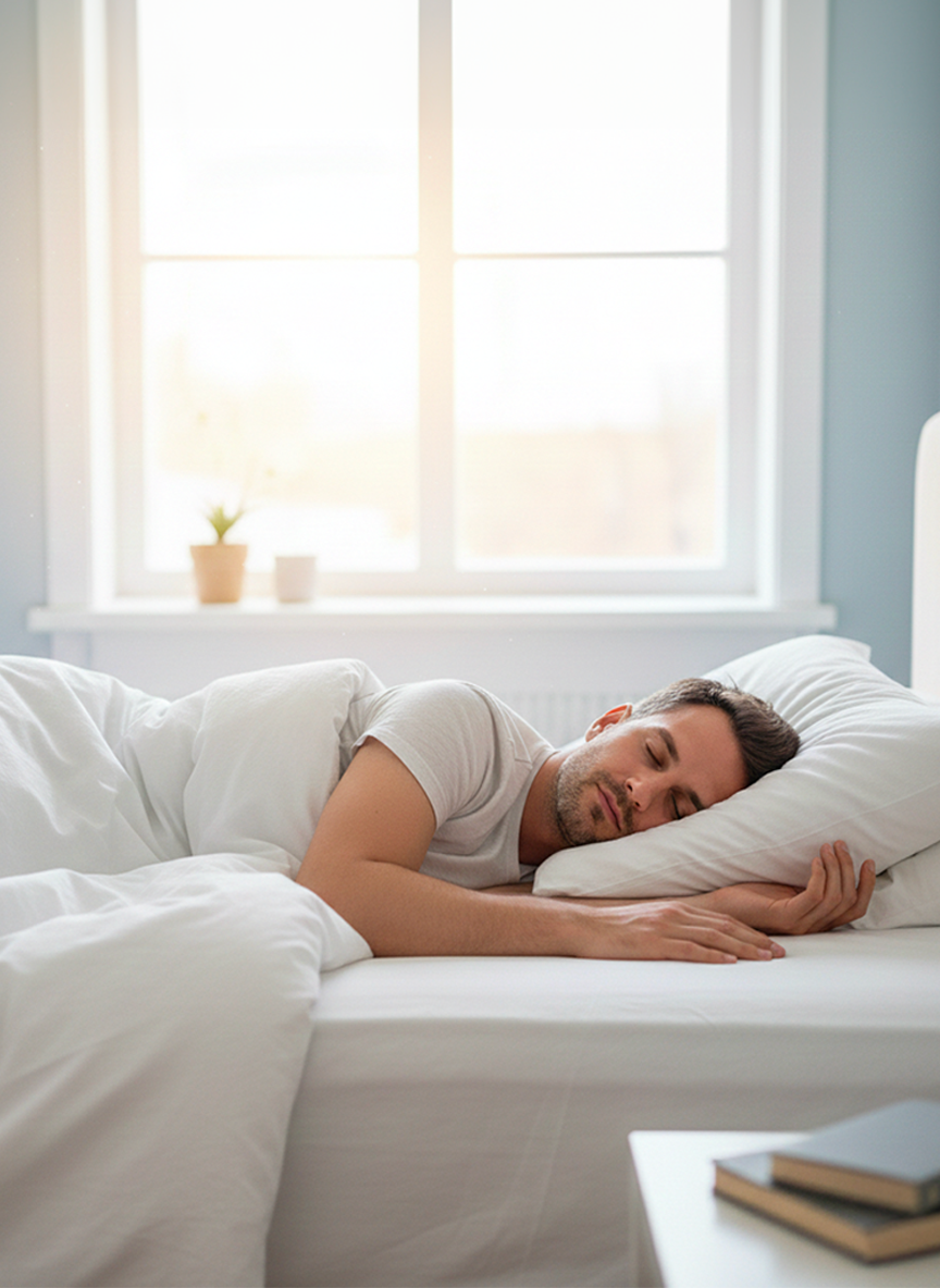 k Gros plan sur l'oreille d'une femme avec une petite marguerite délicatement posée, symbolisant la douceur de l'auriculothérapie laser.